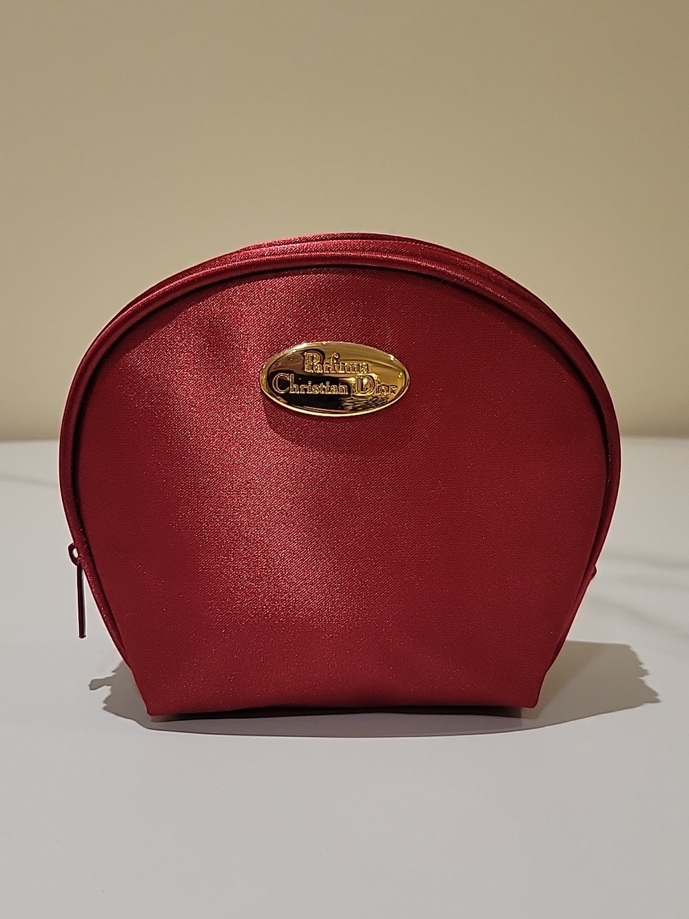 Christian Dior Red Satin Cosmetic Pouch